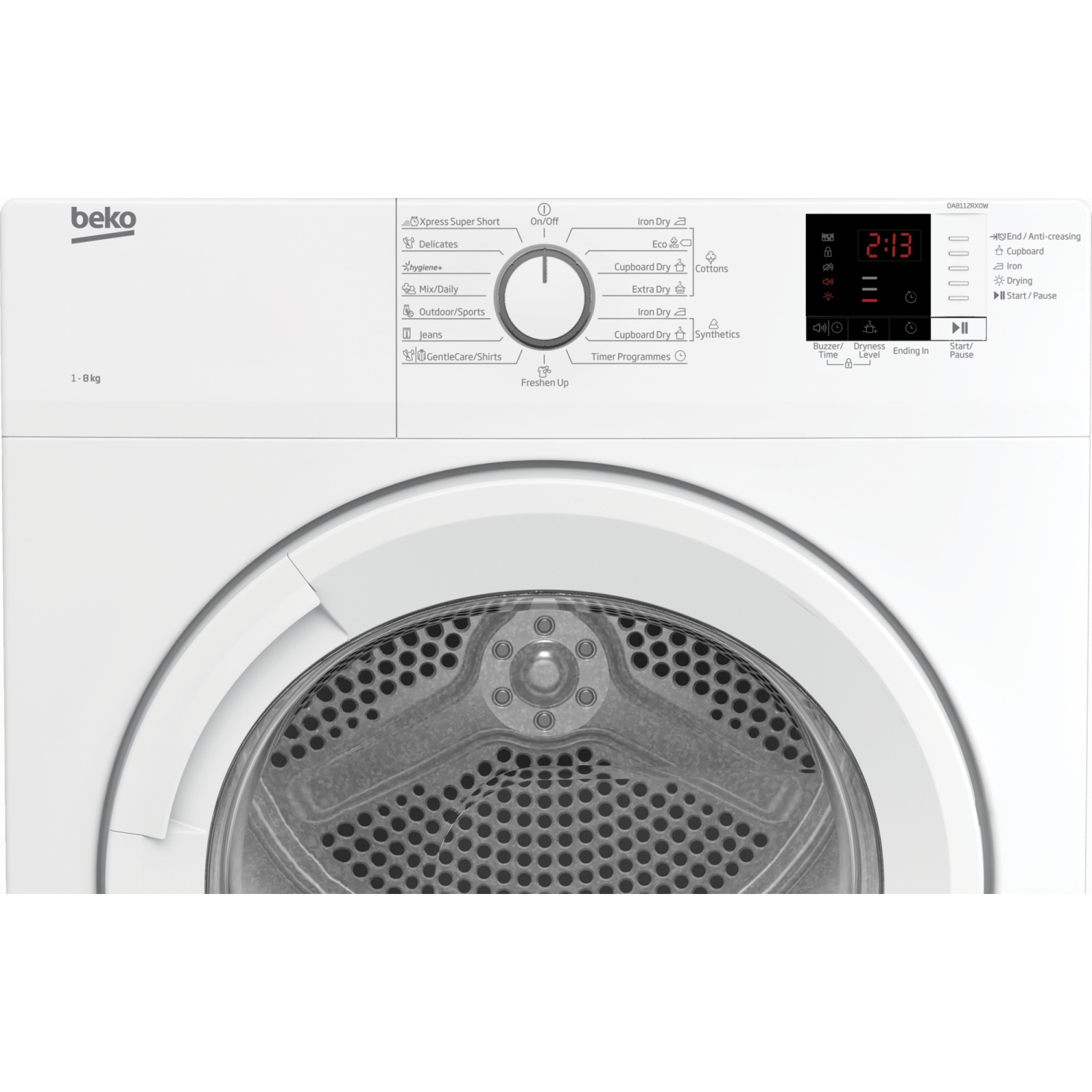 BEKO เครื่องอบผ้า ฝาใส 8 กก. DA8112RX0W สีขาว