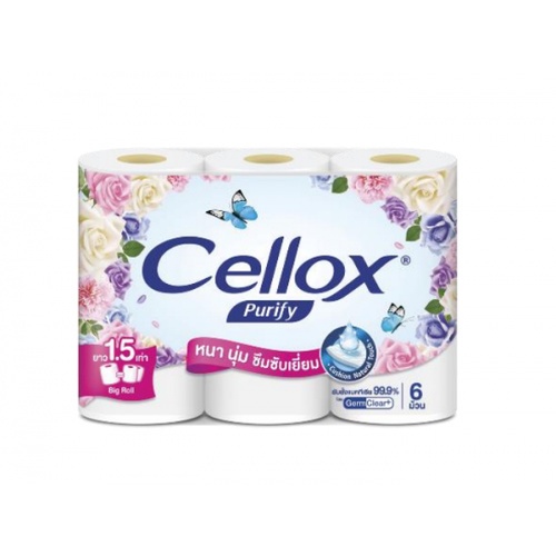 CELLOX กระดาษชำระม้วน 2 ชั้น พิวริฟาย ซูเปอร์เอ็กซ์ตร้าบิ๊กโรล 23 เมตร (6 ม้วน/แพ็ค)