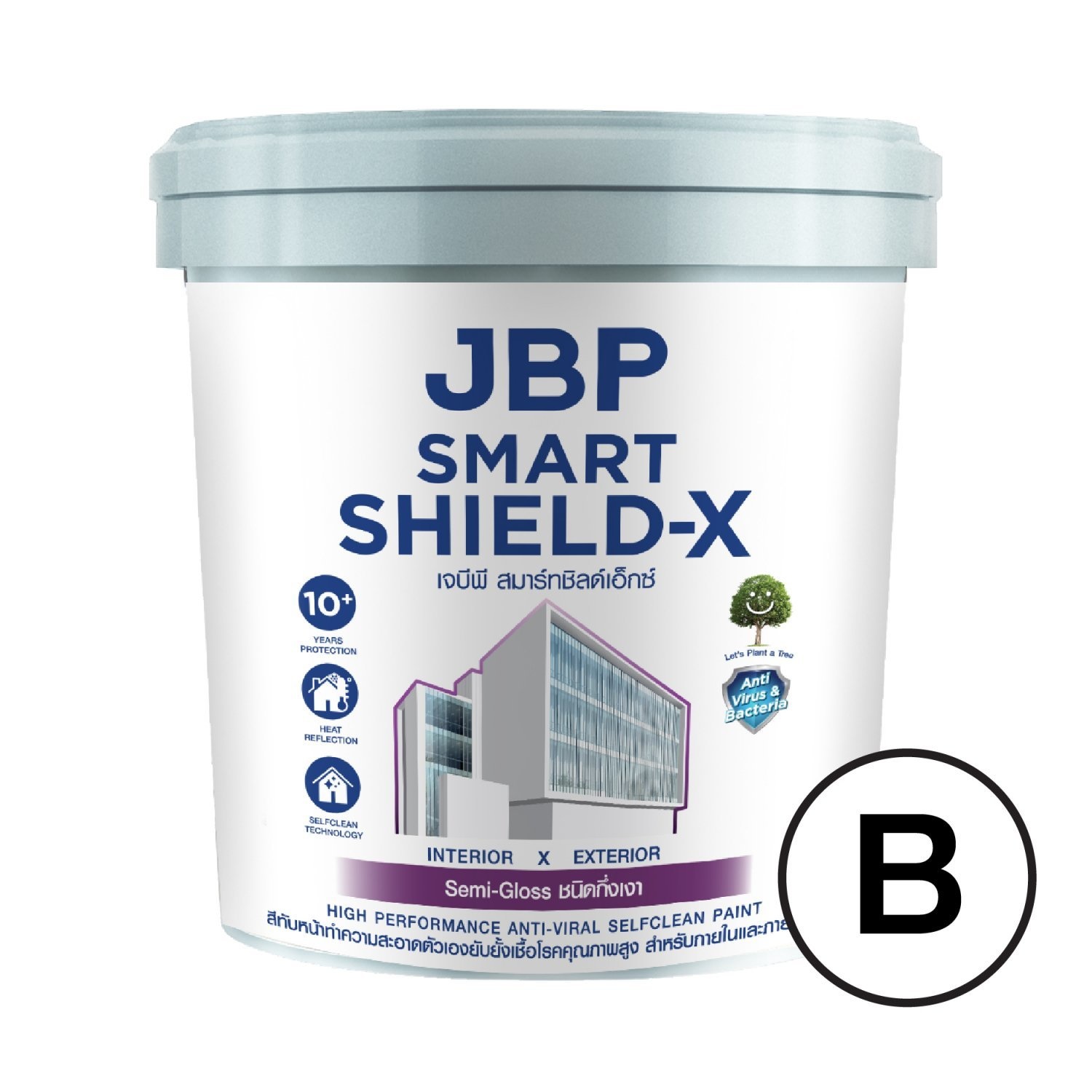 JBP สีน้ำทาภายนอกเเละภายใน Smart Shield-X กึ่งเงา เบส B ขนาด 2.5GL.