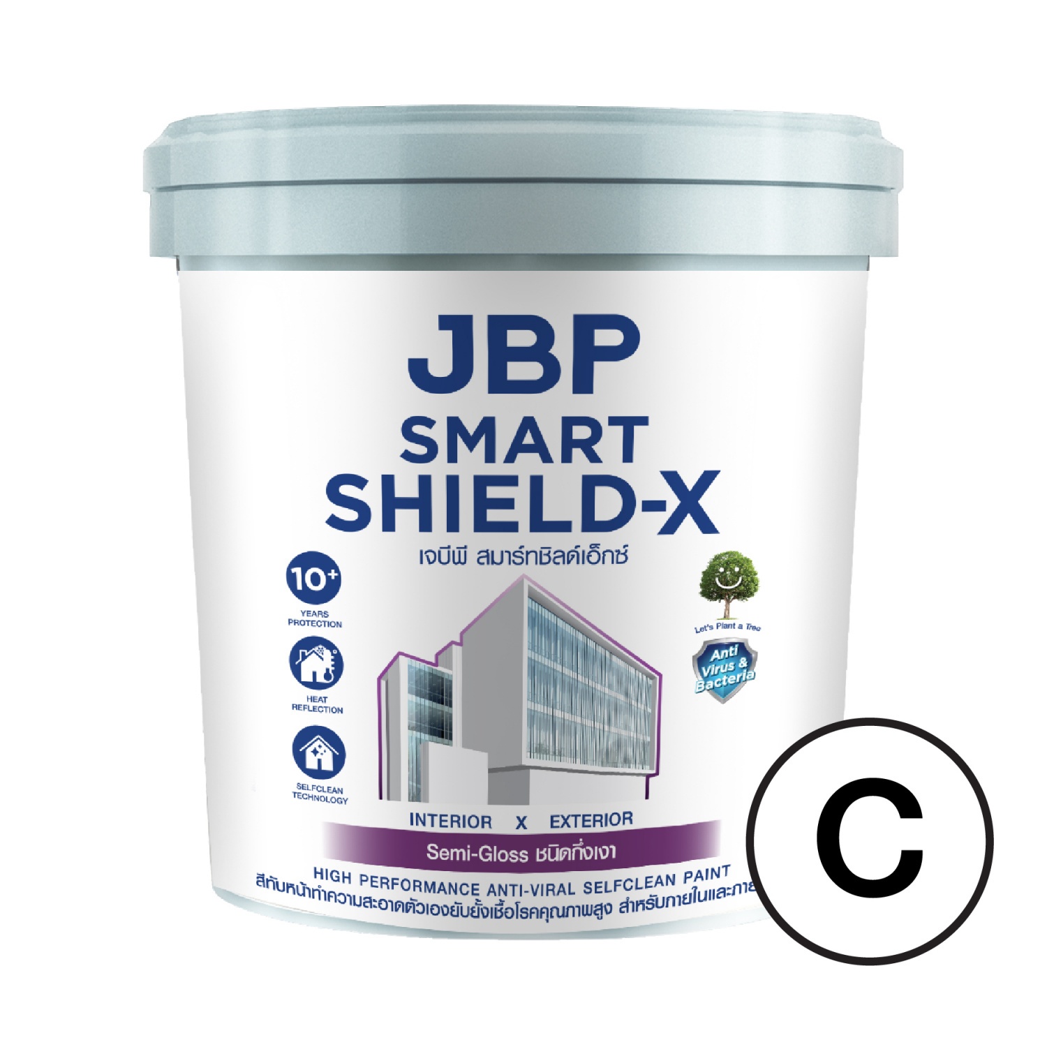 JBP สีน้ำทาภายนอกเเละภายใน Smart Shield-X กึ่งเงา เบส C ขนาด 2.5GL.