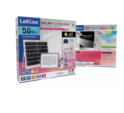 LEKISE โคมไฟฟลัดไลท์โซลาร์เซลล์ LED 50W แสงขาว