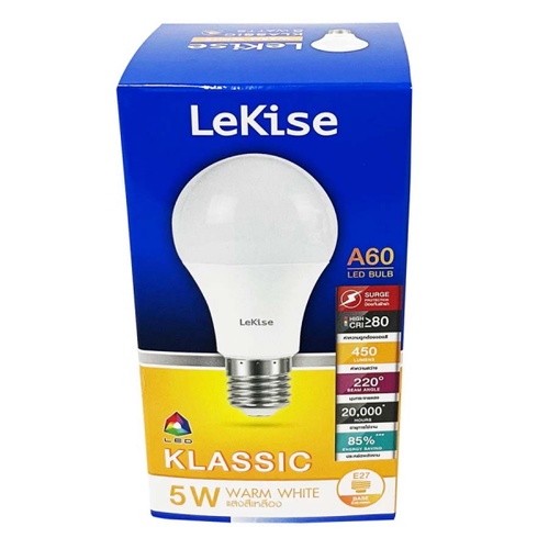 LEKISE หลอดไฟ LED A60 5W รุ่น KLASSIC แสงวอร์มไลท์