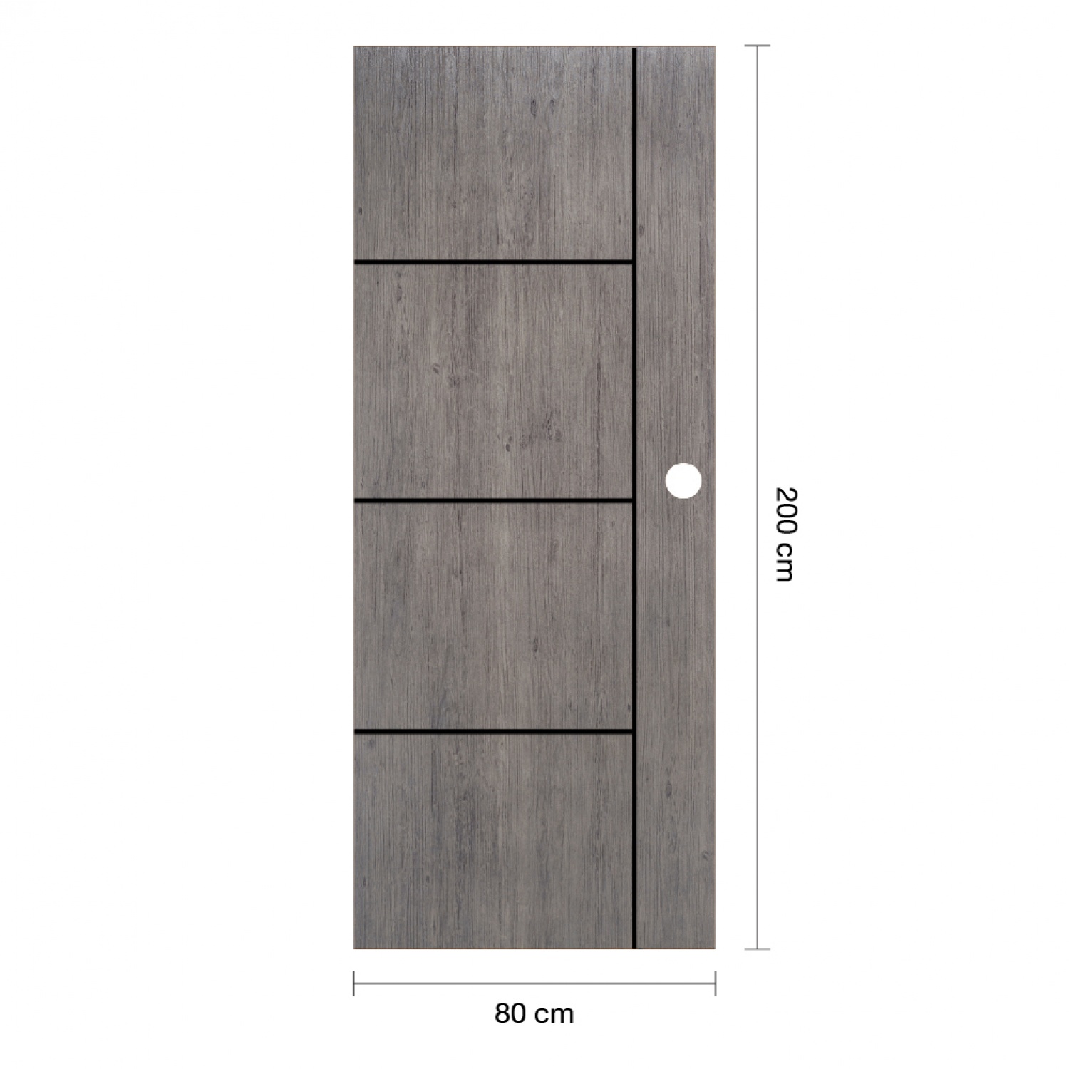 WELLINGTAN ประตู uPVC ภายใน ผิว Revo เซาะร่องเส้นดำ รุ่น LWMNR003 ขนาด 80x200 ซม. สี Grey Oak (เจาะลูกบิด)