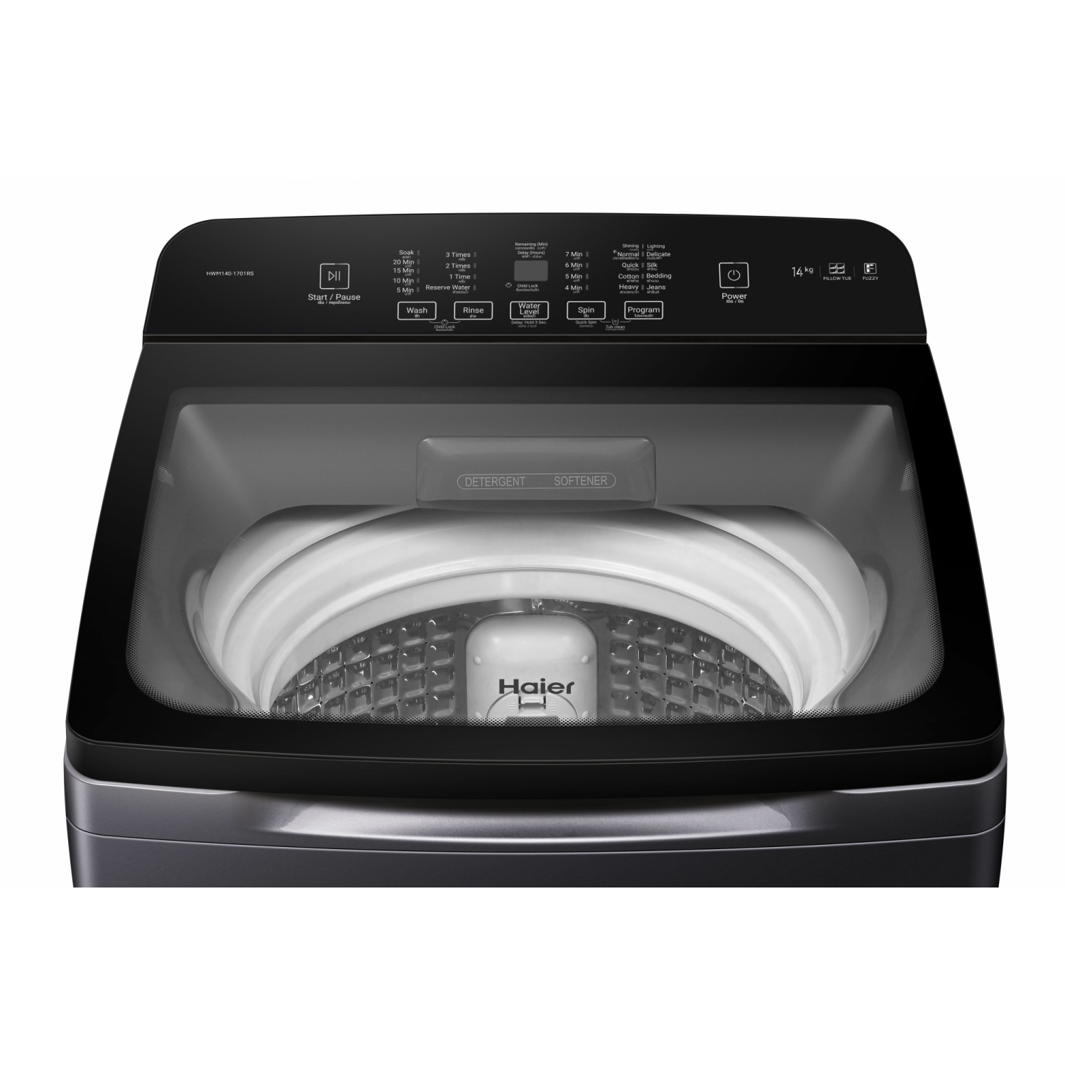 HAIER เครื่องซักผ้าฝาบน  ขนาด14 กก. รุ่น HWM140-1701RS Self-Cleaning สีดำ