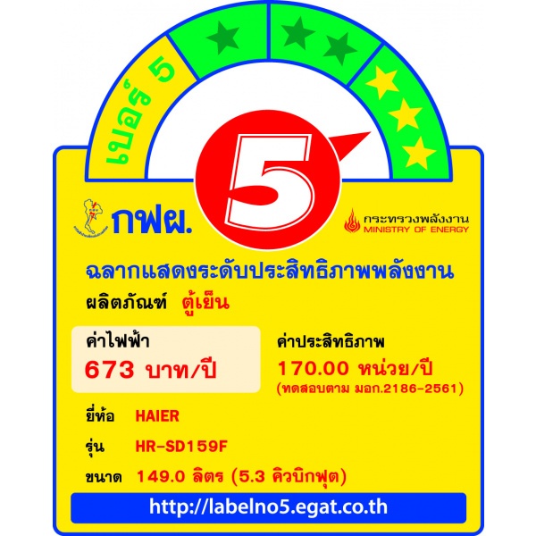 HAIER ตู้เย็น 1 ประตู ขนาด 5.3Q รุ่น HR-SD159F CS สีซิลเวอร์