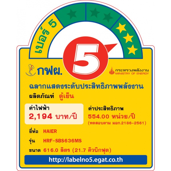 HAIER ตู้เย็น SIDE BY SIDE อินเวอร์เตอร์ ขนาด 21.7Q รุ่น HRF-SBS636MS สีดำ