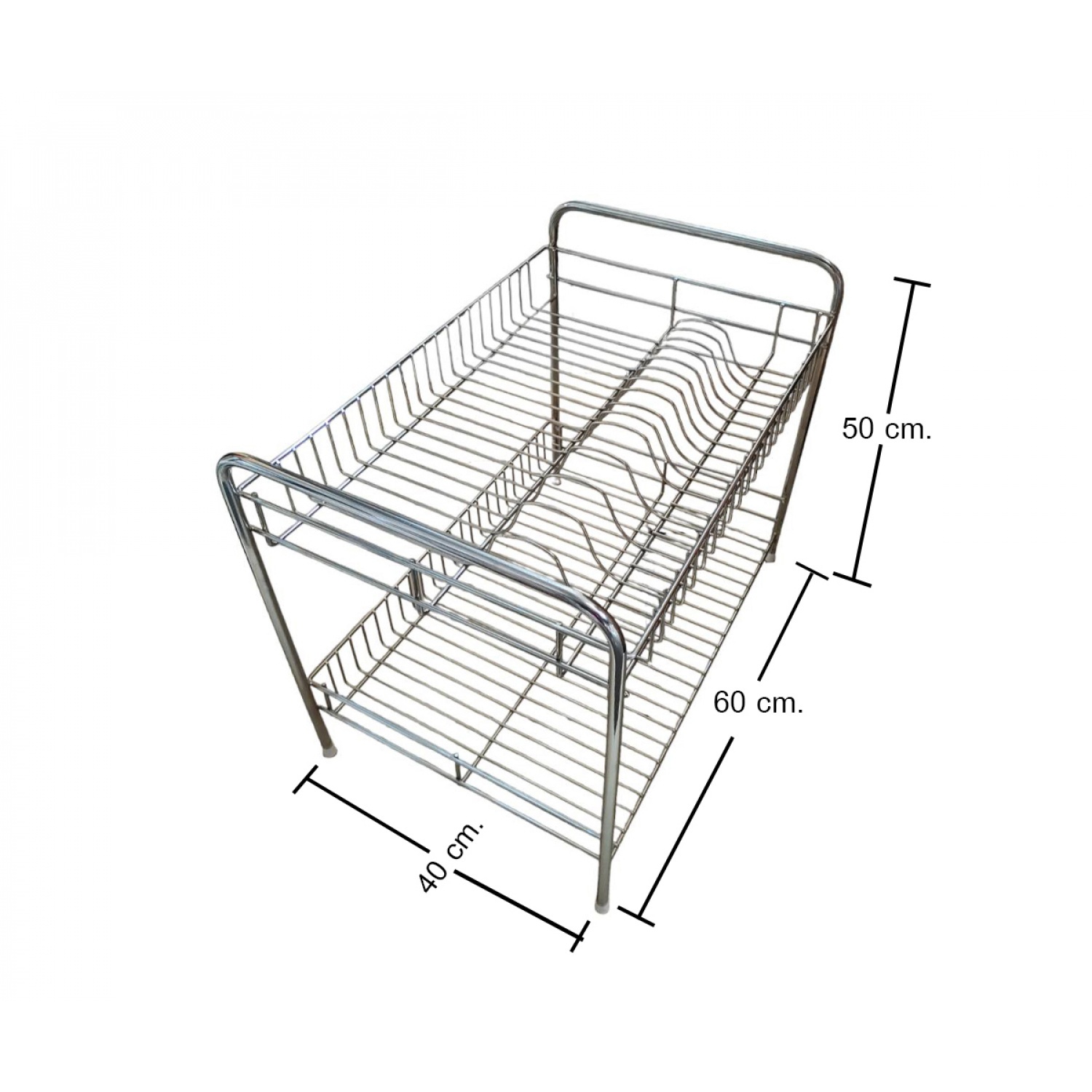 CLOSE ชั้นตะแกรงเหล็กคว่ำจาน 2 ชั้นแบบตั้งพื้น LT-260 ขนาด 60x40x50 ซม.