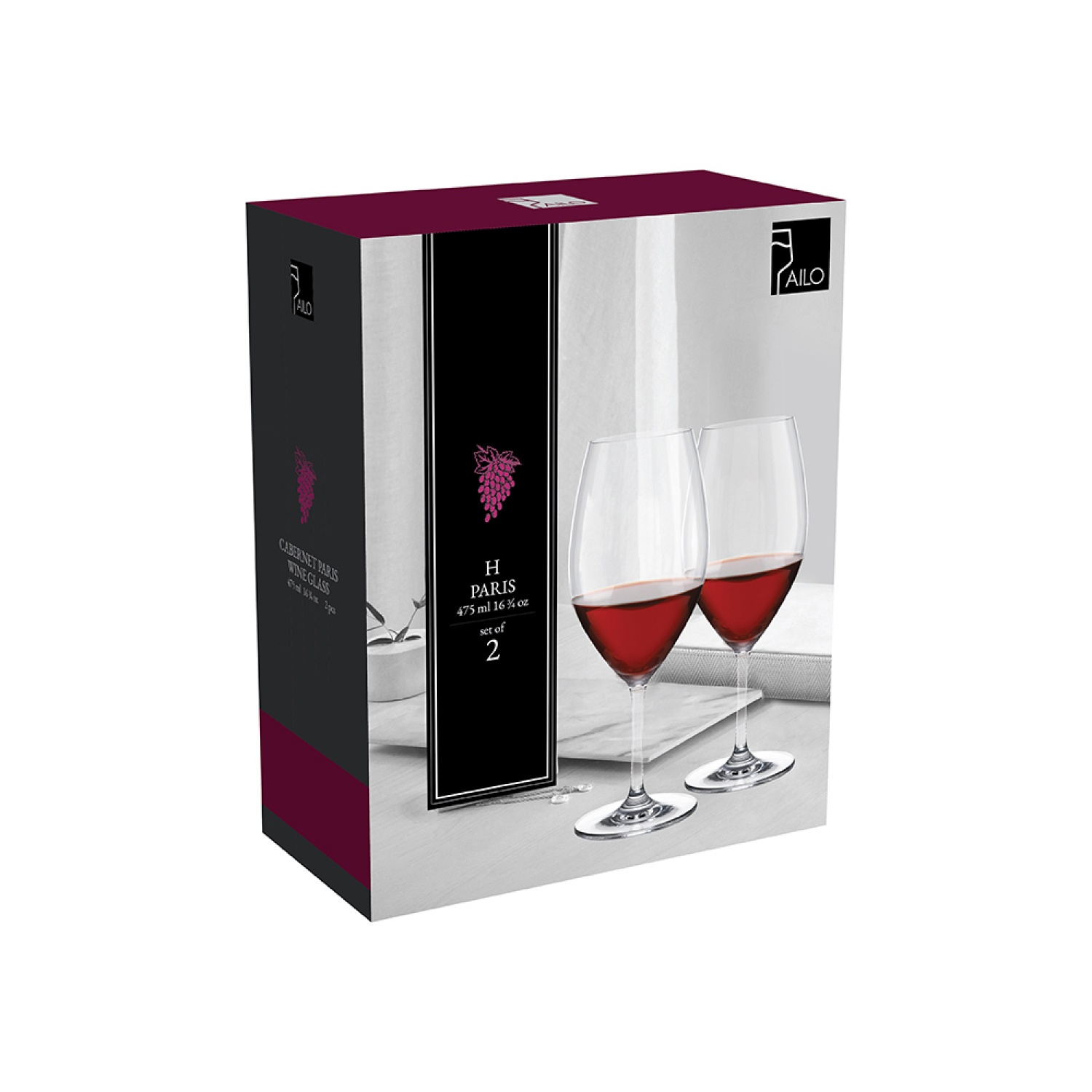 AILO แก้วไวน์ CABERNET PARIS 475มล. 2ใบ/แพ็ค