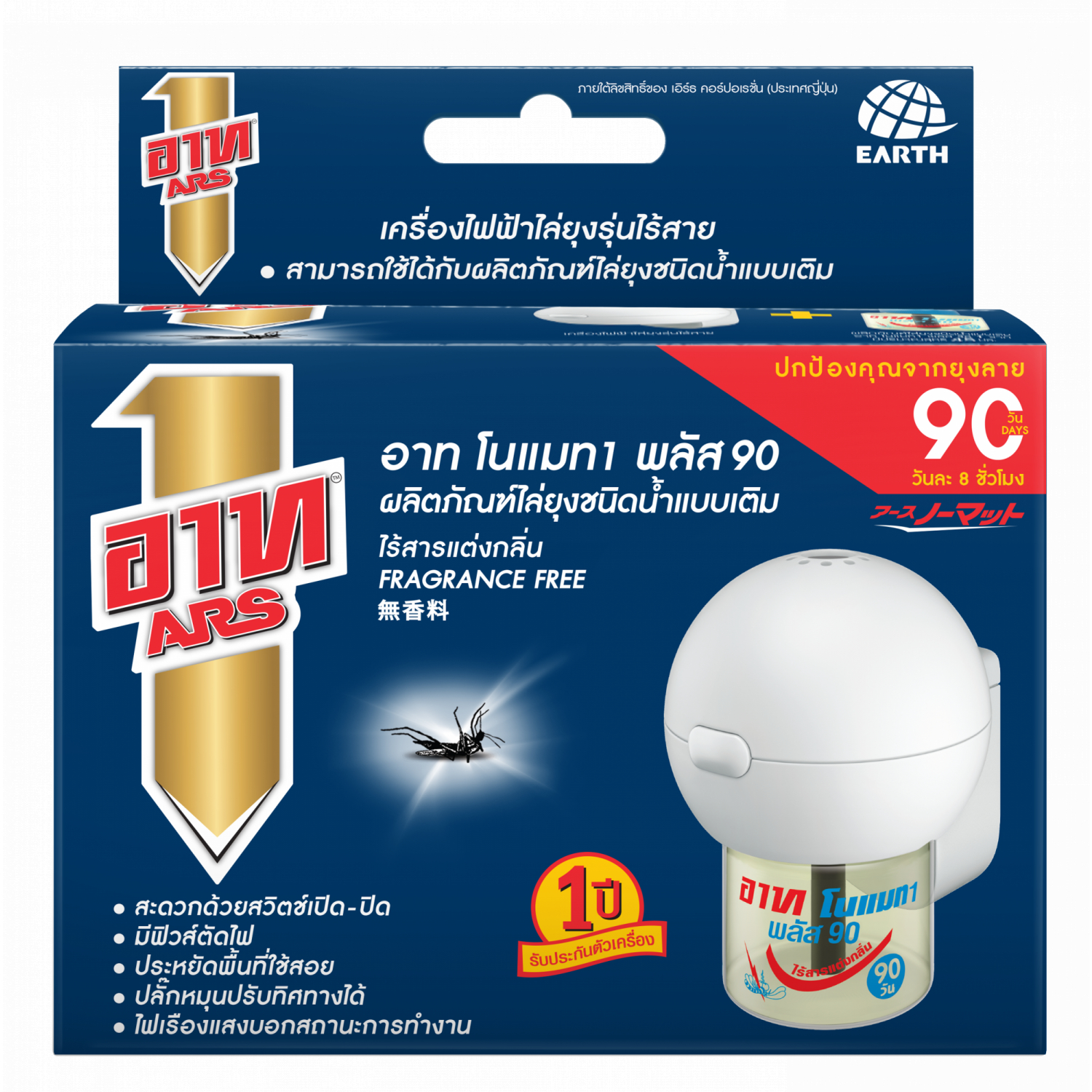 ARS อาร์ท เครื่องไล่ยุงไฟฟ้าชนิดน้ำแบบเติม รุ่น NOMATH PLUS 90 day ODORLESS (1x12)