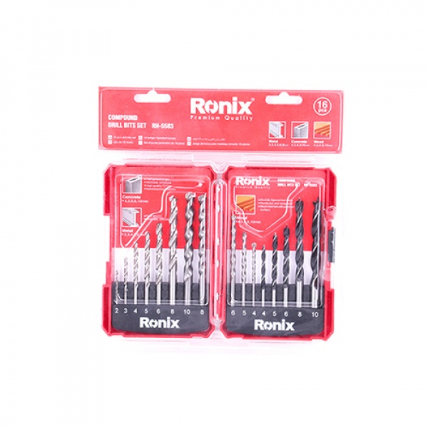 RONIX ชุดดอกสว่าน 16 ชิ้น แพ็คคู่ เจาะเหล็ก เจาะไม้ รุ่น RH-5583