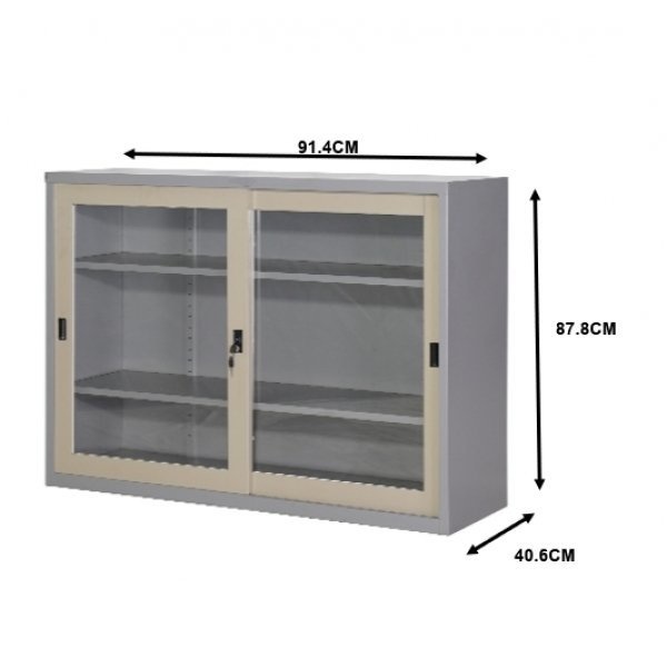 ATMOS ตู้เหล็กเก็บเอกสาร บานกระจก 2 ชั้น  91.4x40.6x87.8 ซม. สีทูโทน