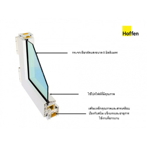 HOFFEN PRO หน้าต่างไวนิล บานเลื่อน FSSF W5 240x110ซม. สีขาว พร้อมมุ้ง