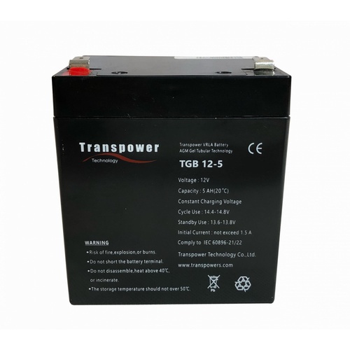 Transpower แบตเตอรี่ 12V 5A รุ่น TGB12-5 สีดำ