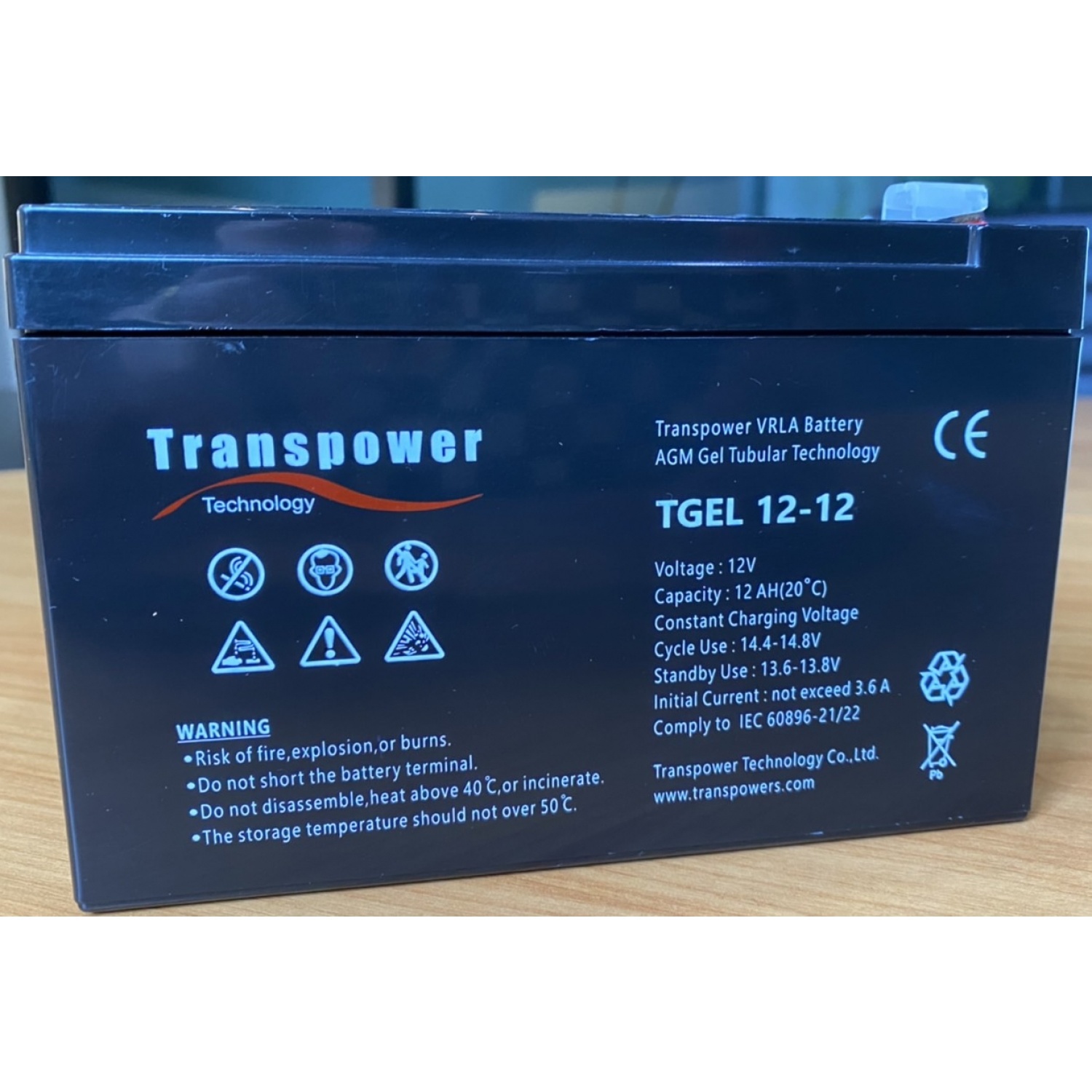 Transpower แบตเตอรี่ 12V 12A รุ่น TGEL12-12 สีดำ N.