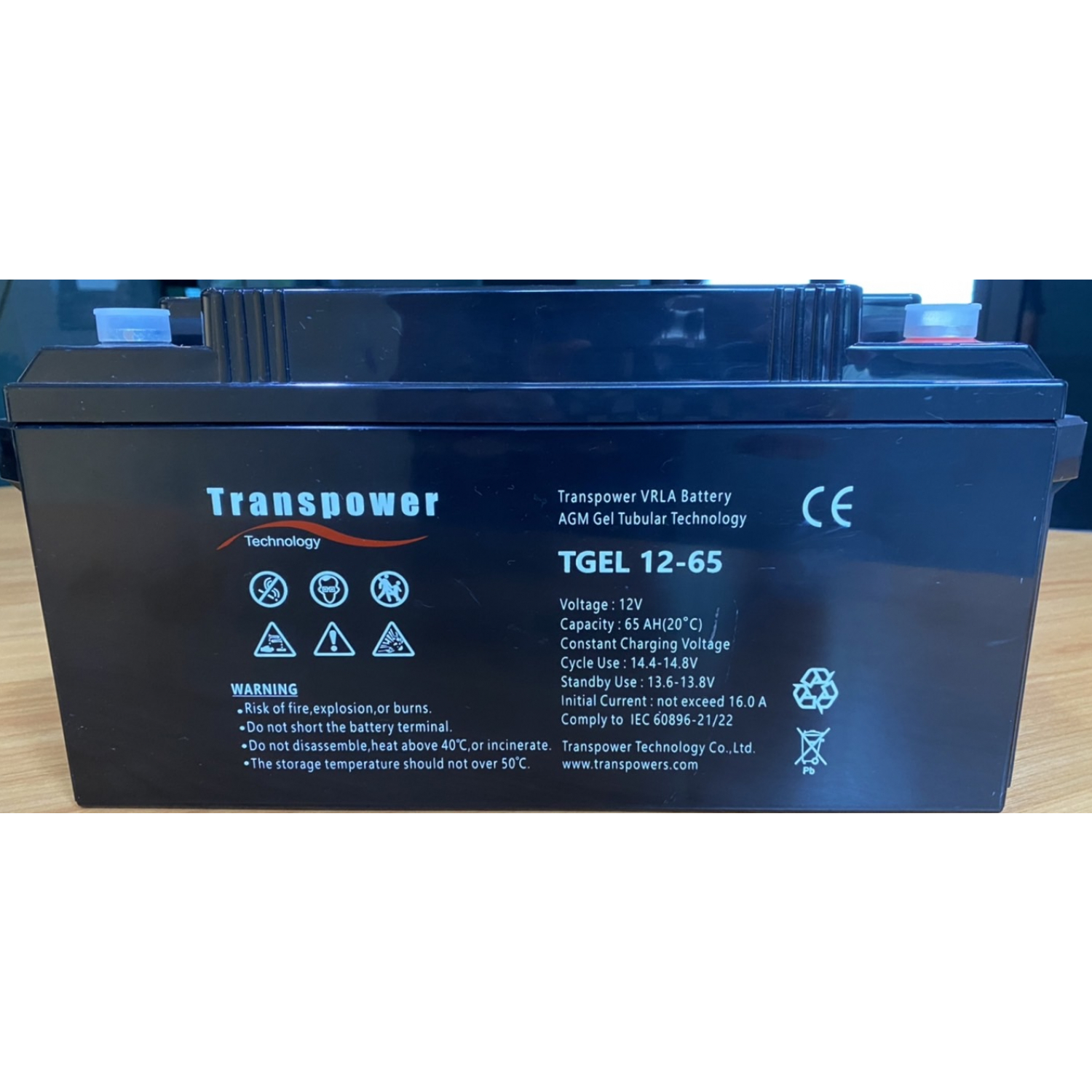 Transpower แบตเตอรี่ 12V 65A รุ่น TGEL12-65 สีดำ N.