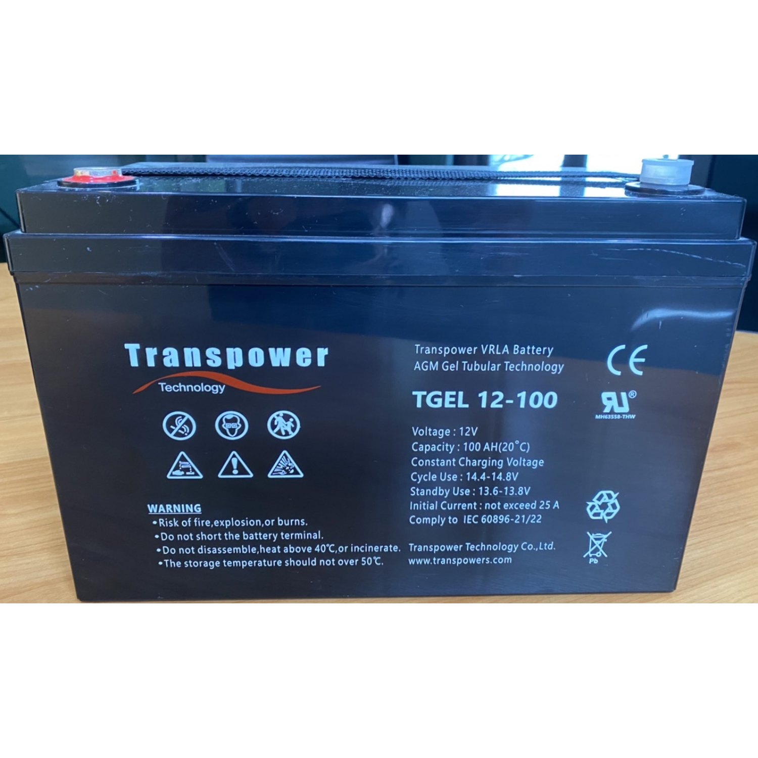 Transpower แบตเตอรี่ 12V 100A รุ่น TGEL12-100 สีดำ N.