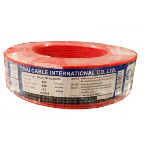 Global Cable สายไฟ THW IEC01 1x4 100M สีแดง