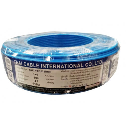 Global Cable สายไฟ THW IEC01 1x4 100เมตร สีน้ำเงิน