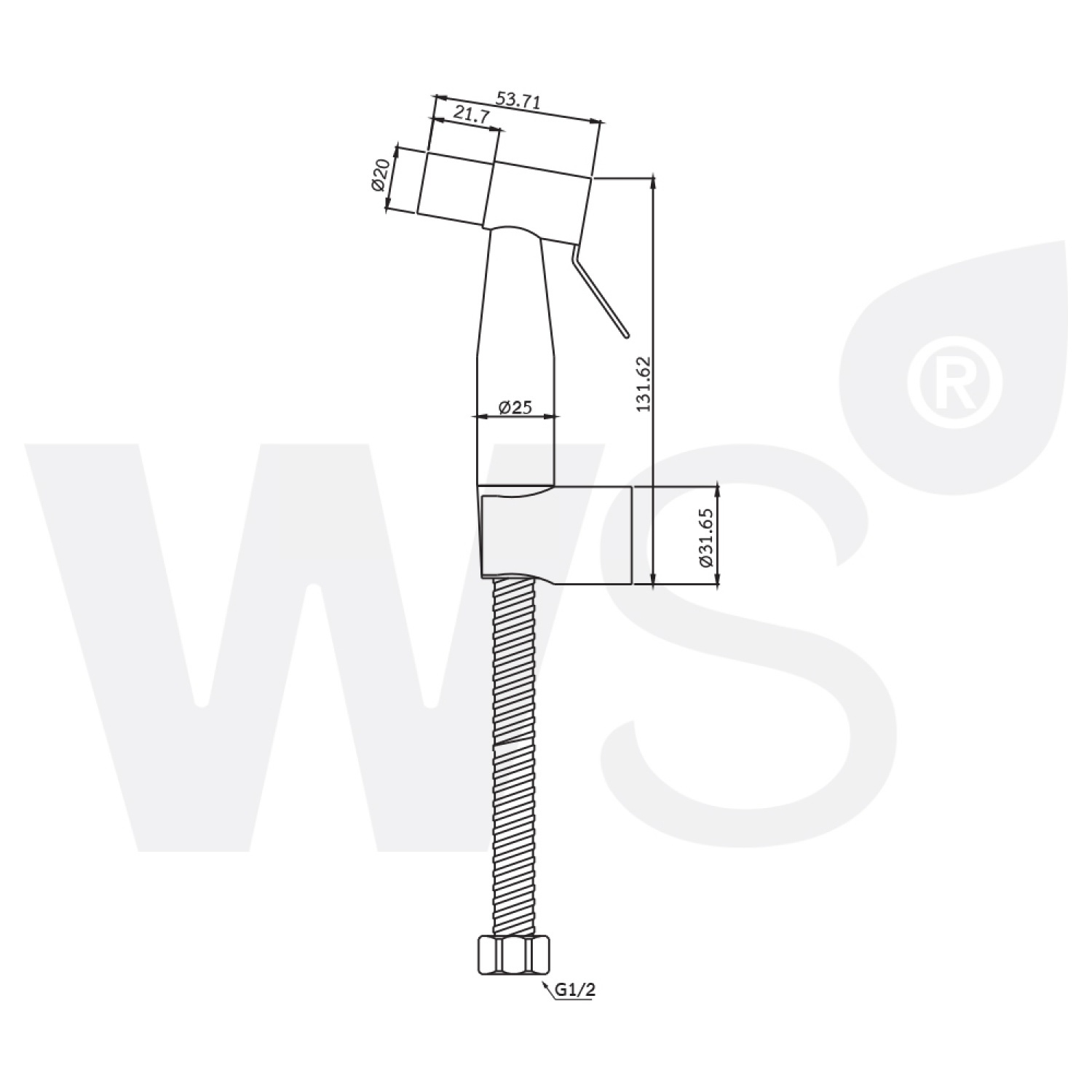 สายฉีดชำระสีดำสแตนเลส สีดำ WS-0499BA