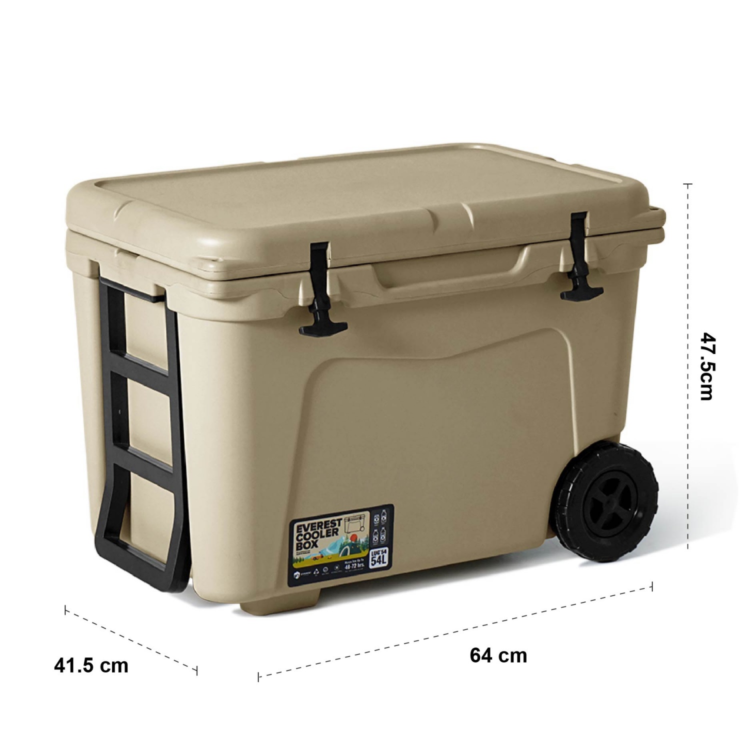 EVEREST COOLER BOX กระติกน้ำแข็งมีล้อลาก AG540 ขนาด 54 ลิตร สีเบจ