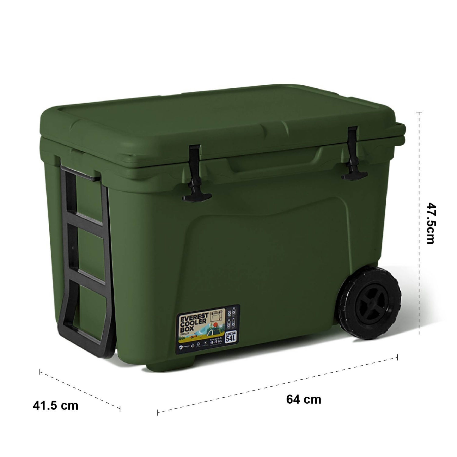 EVEREST COOLER BOX กระติกน้ำแข็งมีล้อลาก AG540 ขนาด 54 ลิตร สีเขียว