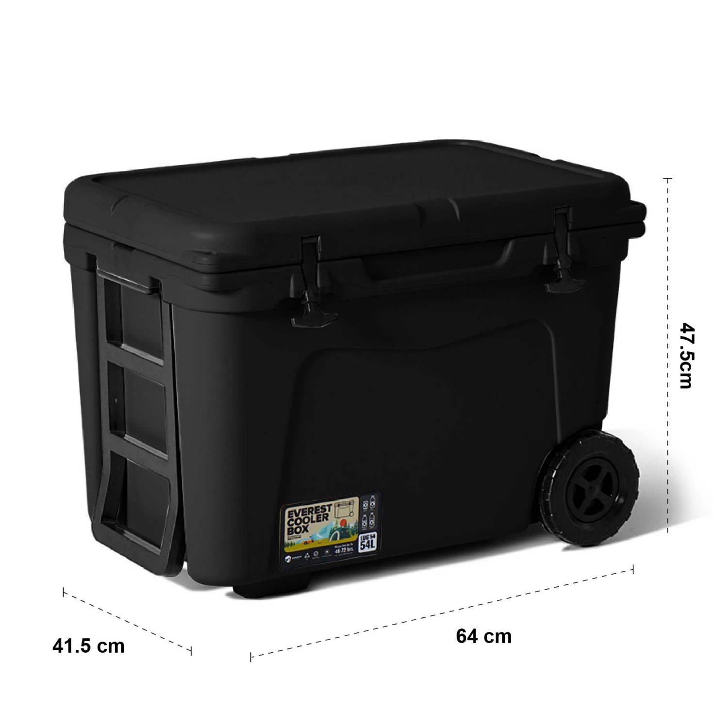 EVEREST COOLER BOX กระติกน้ำแข็งมีล้อลาก AG540 ขนาด 54 ลิตร สีดำ