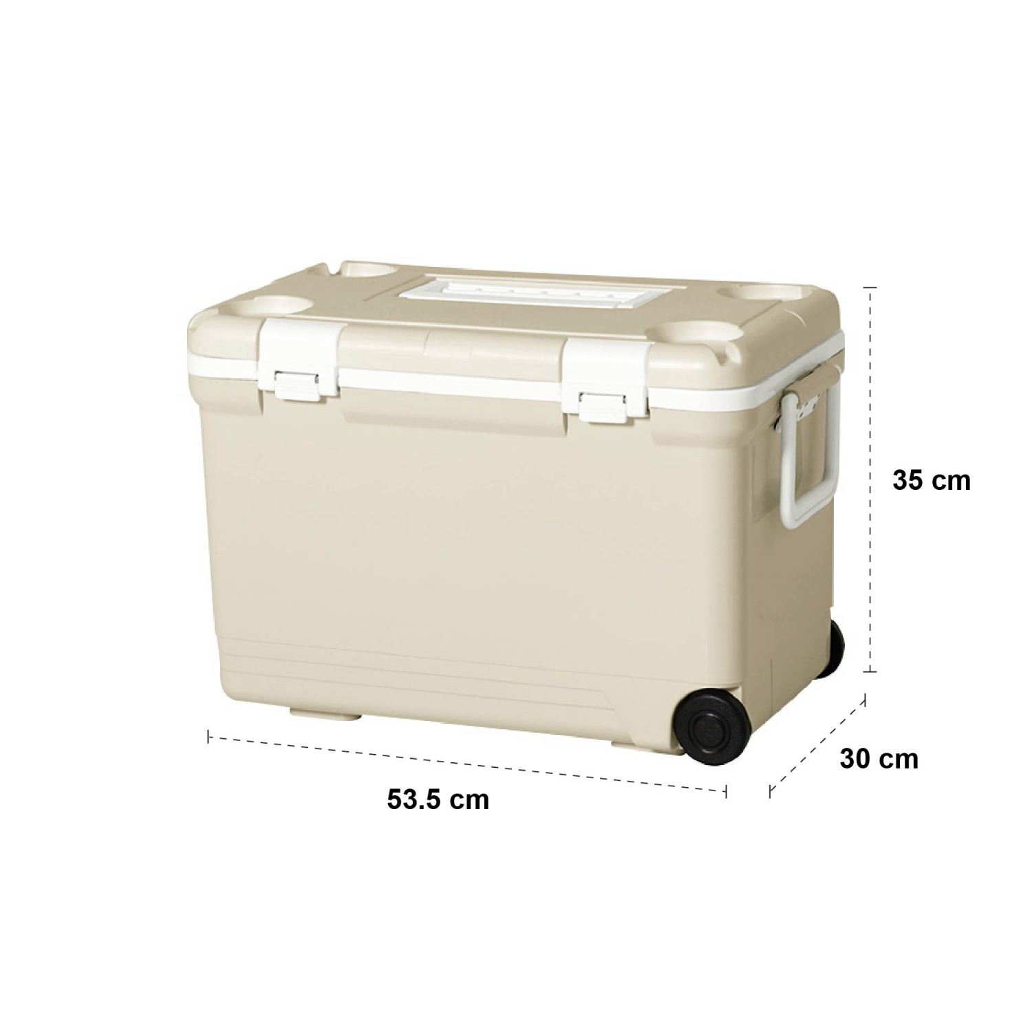 EVEREST COOLER BOX กระติกน้ำแข็งมีล้อลาก พร้อมที่วางแก้ว AG2526 ขนาด 26 ลิตร สีเบจ