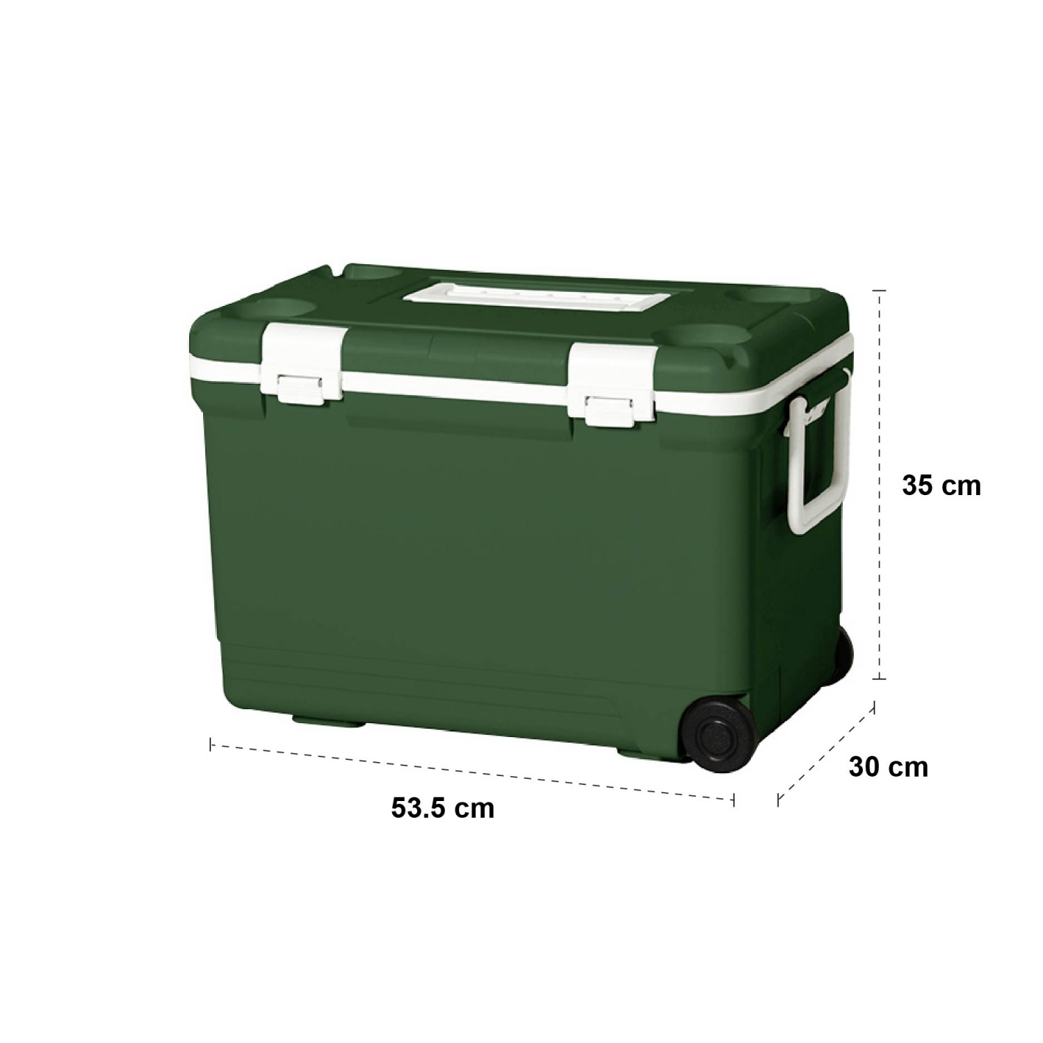 EVEREST COOLER BOX กระติกน้ำแข็งมีล้อลาก พร้อมที่วางแก้ว ขนาด 26 ลิตร สีเขียว