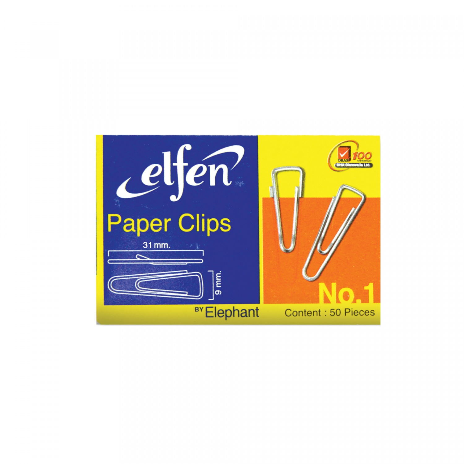 Elfen ลวดเสียบกระดาษ No.1 ขนาด 9x31มม. 10กล่อง/Pack