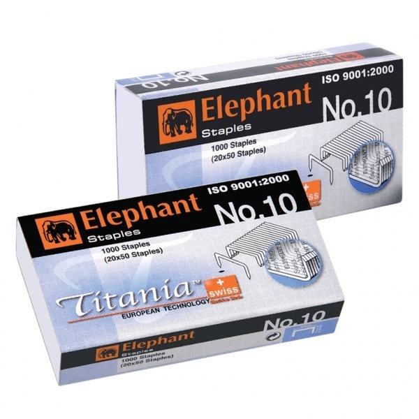 Elephant ลวดเย็บกระดาษไททาเนีย No.10 (4กล่อง/แพ็ค)