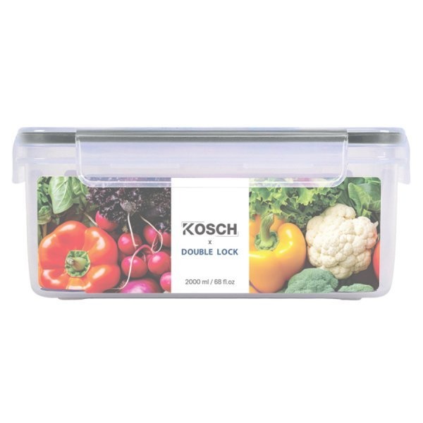 KOSCH X DOUBLE LOCK กล่องอาหารทรงสี่เหลี่ยมผืนผ้า (2000 ml.) No.9114