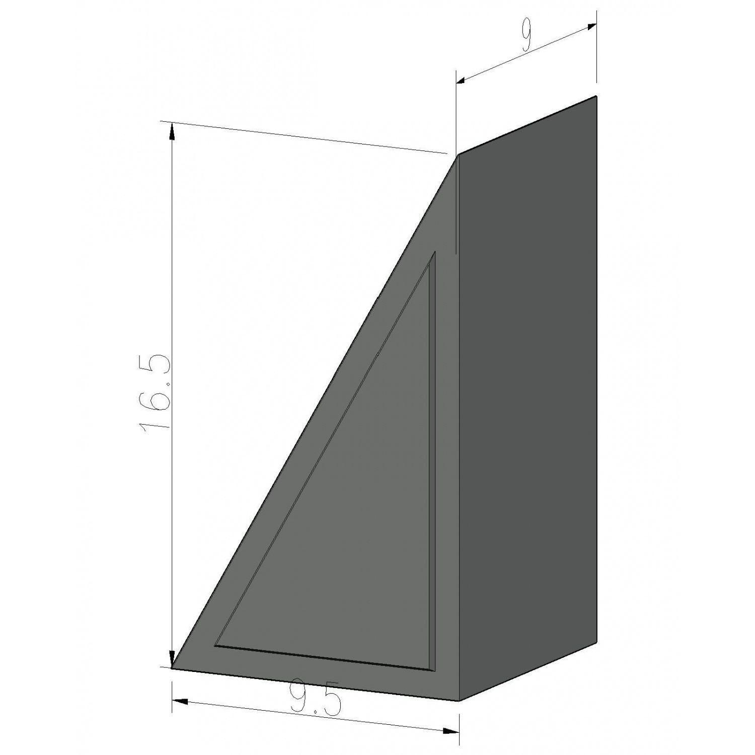 วีบล็อค อิฐบล็อกทีบ แบบสามเหลี่ยมครึ่งก้อน ขนาด 19x16.50x9ซม.