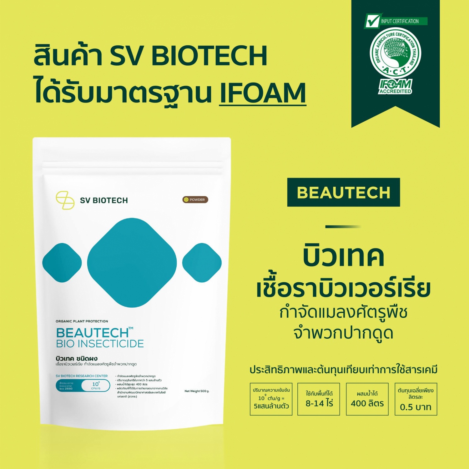 SV Biotech บิวเทค (เชื้อราบิวเวอร์เรีย) ชนิดผง 100g