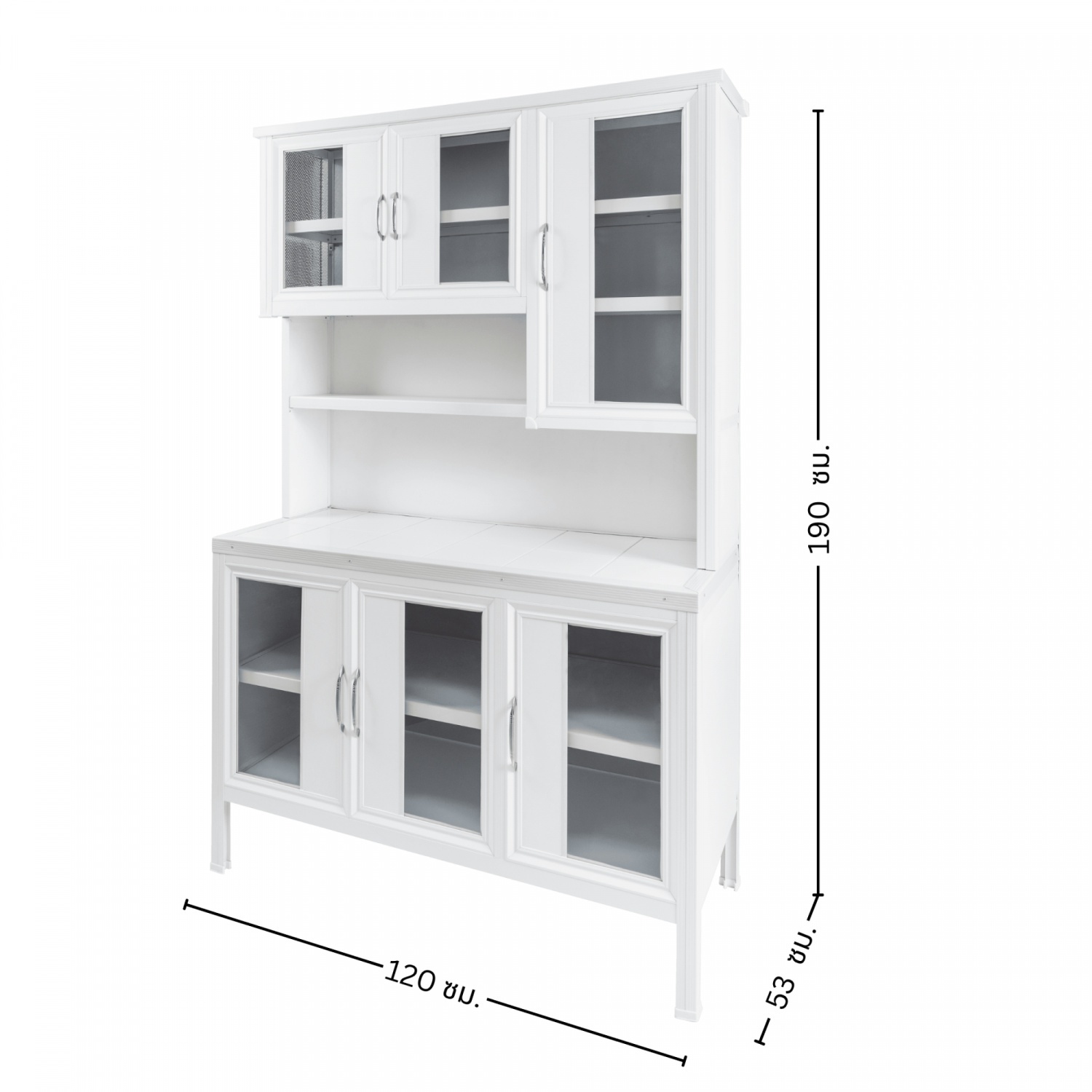 CLOSE ชุดครัวสำเร็จรูปโครงอลูมิเนียมท็อปเรียบกระเบื้อง  SENSE-C120 ขนาด 120x53x190 ซม. สีขาว