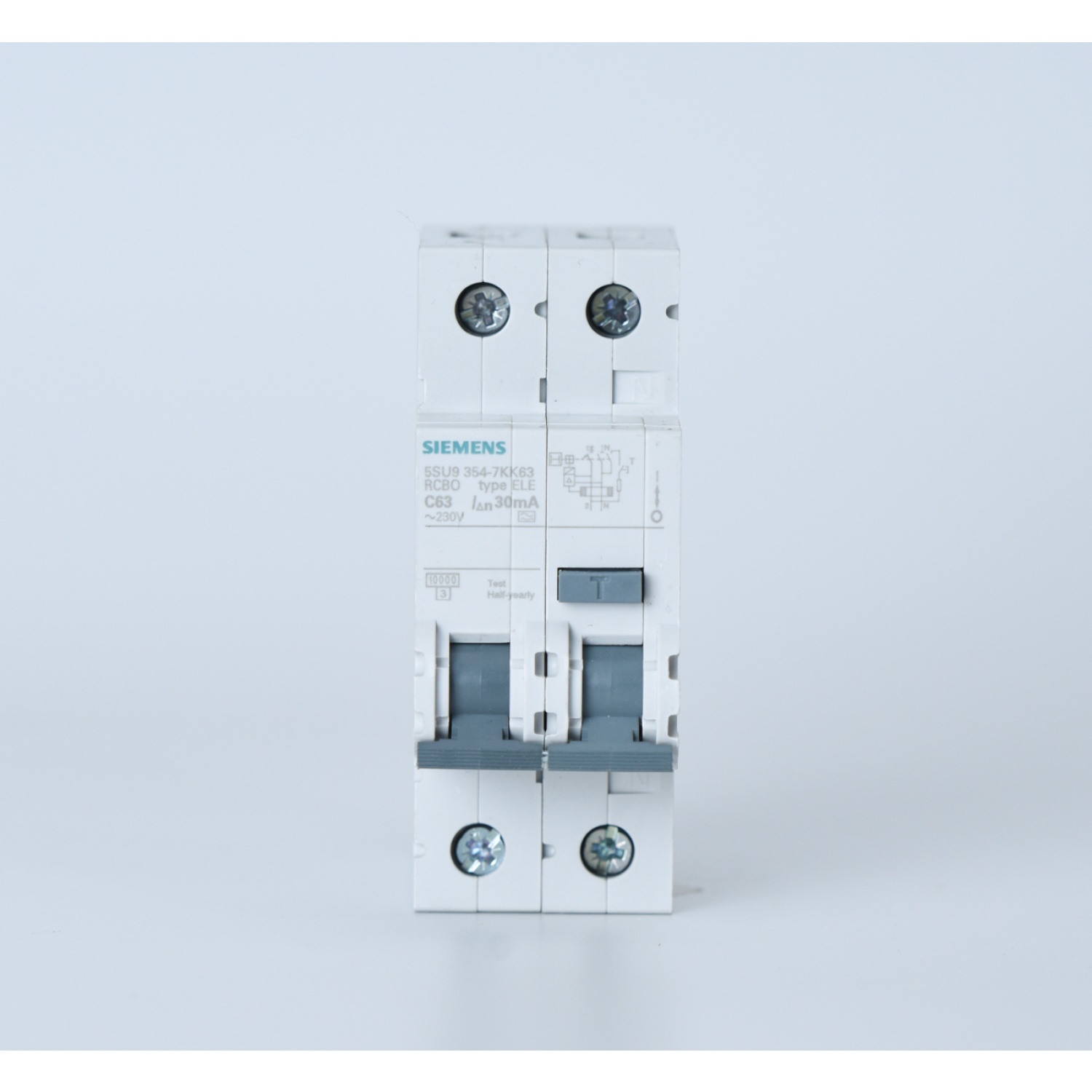 SIEMENS เมนเบรกเกอร์กันดูด-ช็อต(RCBO) 63A 2P 10kA สีขาว