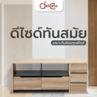 DELICATO ชั้นวางทีวี 2 ลิ้นชัก รุ่น BEECH ขนาด 120X39X50ซม.สีบีช-เทา