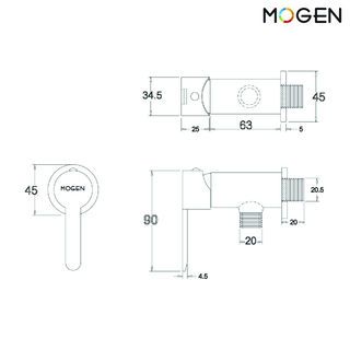 MOGEN วาล์วเปิด-ปิดน้ำ 1 ทาง (เข้า 1 ออก 1) (DR-47C)                  รุ่น SPV04  ขนาด  สีโครเมี่ยม