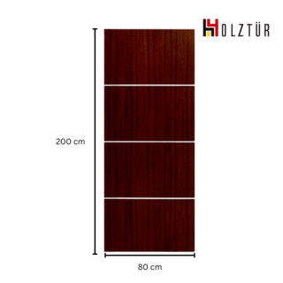 ประตูปิดผิวพีวีซี เซาะร่องอลูมิเนียม PVC-F01-GA-2 80x200ซม. สีไม้สัก HOLZTUR