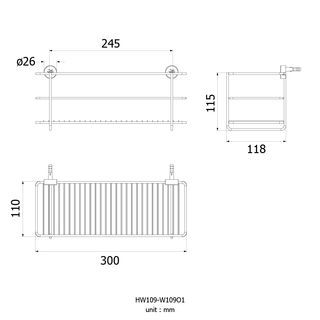 VRH  ชั้นวางของเหลี่ยม 110 x 300 x 110 mm.สเตนเลส 304 รุ่น  HW109-W109O1 สีสเตนเลสเงา