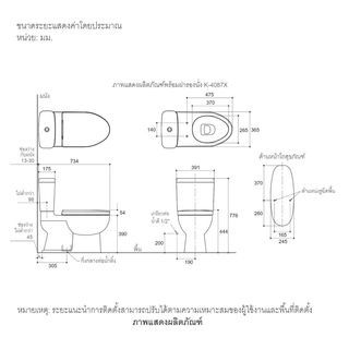 KOHLER สุขภัณฑ์แบบสองชิ้น ใช้น้ำ 3/4.5 ลิตร พร้อมฝารองนั่งแบบกันกระแทก รุ่น รีช คอนซีล K-22244K-S-0  สีขาว