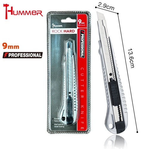 HUMMER คัตเตอร์ ขนาด 9มิล Professional รุ่น PWG-207 (Aluminum Alloy)