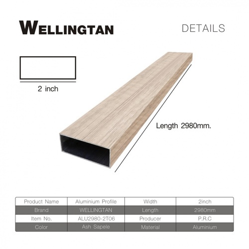 WELLINGTAN อะลูมิเนียมโปรไฟล์ ALU2980-2T06 2”x 298ซม. Ash Sapele