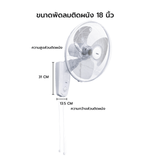 INOVA พัดลมติดผนัง 18 นิ้ว รุ่นHG-B1801 สีขาว