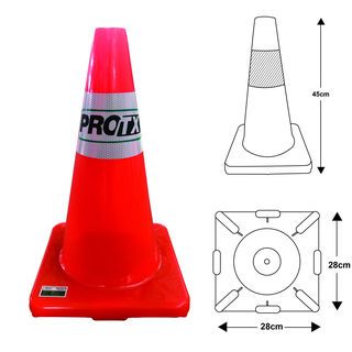 PRO-TX กรวยจราจร PVC รุ่น DTA45 สีส้ม ขนาด 45 ซม.