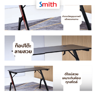 SMITH โต๊ะเกมมิ่ง LED  รุ่น MERCULAR-02 ขนาด 60x120x73 ซม. สีดำ