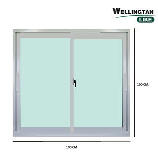 WELLINGTAN (LIKE) หน้าต่างอะลูมิเนียม บานเลื่อน SS 100x100ซม. สีขาว ไม่มีมุ้ง