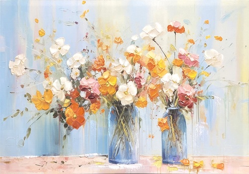 COZY รูปภาพพิมพ์แคนวาส รุ่น ORANGE FLOWERS ขนาด 70x100 ซม. ดอกไม้