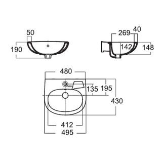 American Standard อ่างล้างหน้าแบบแขวน **ไม่รวมก๊อกน้ำและท่อน้ำทิ้ง** รุ่น นิวโคดี้-อาร์ 0947-WT