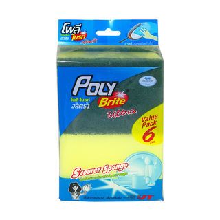 POLY-BRITE ใยขัดอเนกประสงค์ 6 ชิ้น/แพ็ค รุ่น อัลตร้า สีเขียว