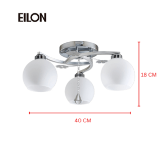 EILON โคมไฟติดเพดาน 3 หัว ขั้ว E27 ขนาด 45*45*22cm รุ่น WX306/3 สีโครเมียม-ขาว